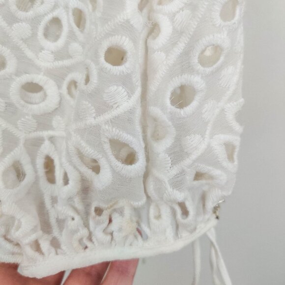 PatBo Embellished Eyelet Kimono Top in White 8 NWT - Picture 8 of 12